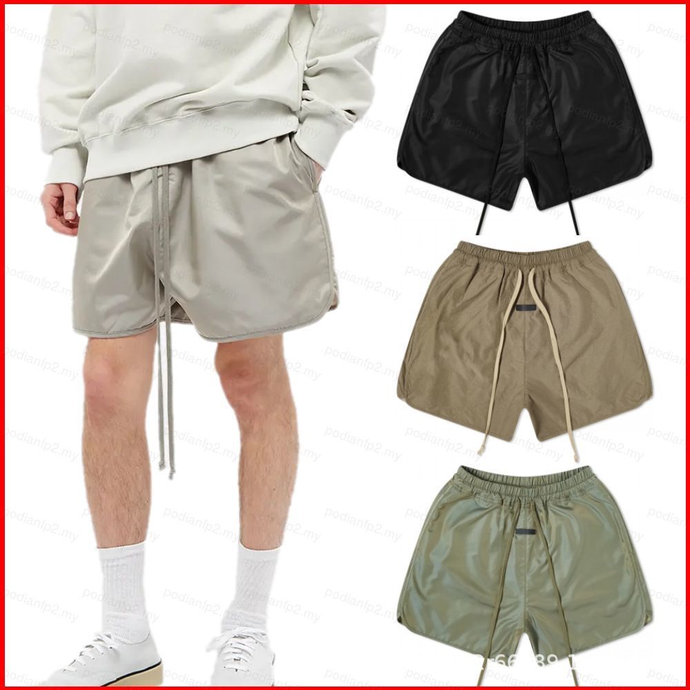 PDF2 Fear Of God Fog Essentials กางเกงขาสั้น high street หลวมห้าจุดกางเกงกีฬาผู้ชายและผู้หญิงสไตล์เด