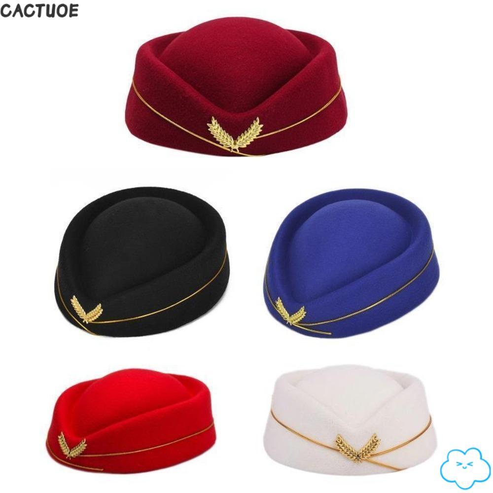 CACTUOE Air Hostess หมวกประสิทธิภาพหมวกทํางานเครื่องแต่งกายอุปกรณ์เสริมหมวกปาร์ตี้