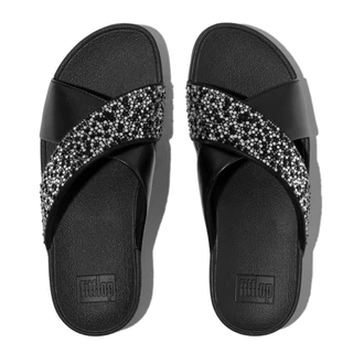 FITFLOP LULU CRYSTAL-MIX M/CROSS S รองเท้าแตะผู้หญิง รุ่น JE2-090 สี BLACK