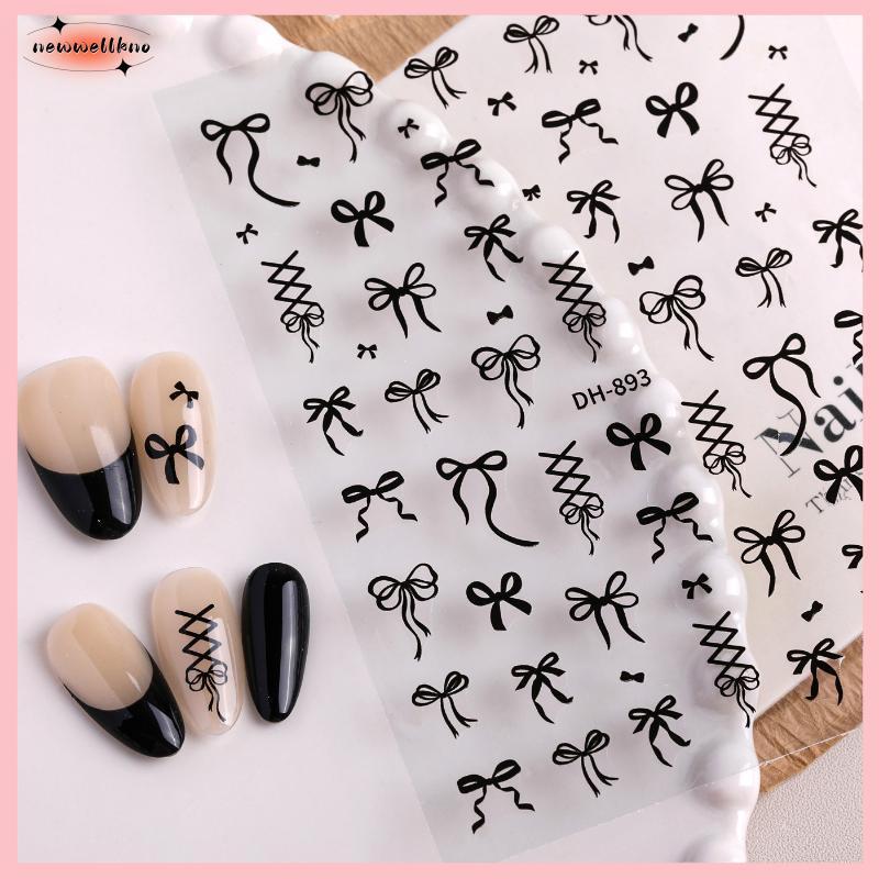 3D น่ารัก Bowknot Nail Art Stiers ทองเลเซอร์โบว์ออกแบบตกแต่งเล็บฟอยล์สําหรับ Home Nail Studio