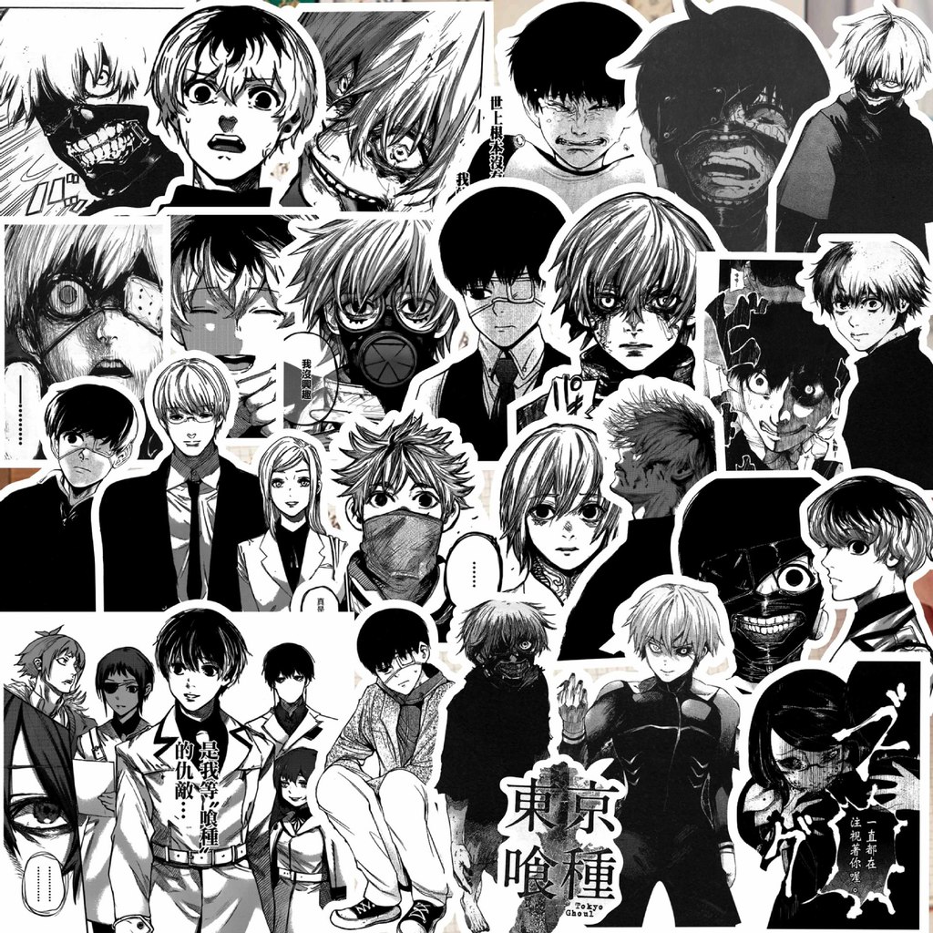 Tokyo Ghoul สติกเกอร์ Kaneki Ken Tokyo Ghoul สีดําสีขาวการ์ตูนญี่ปุ่น Kirishima Dongxiang สินค้าตกแต
