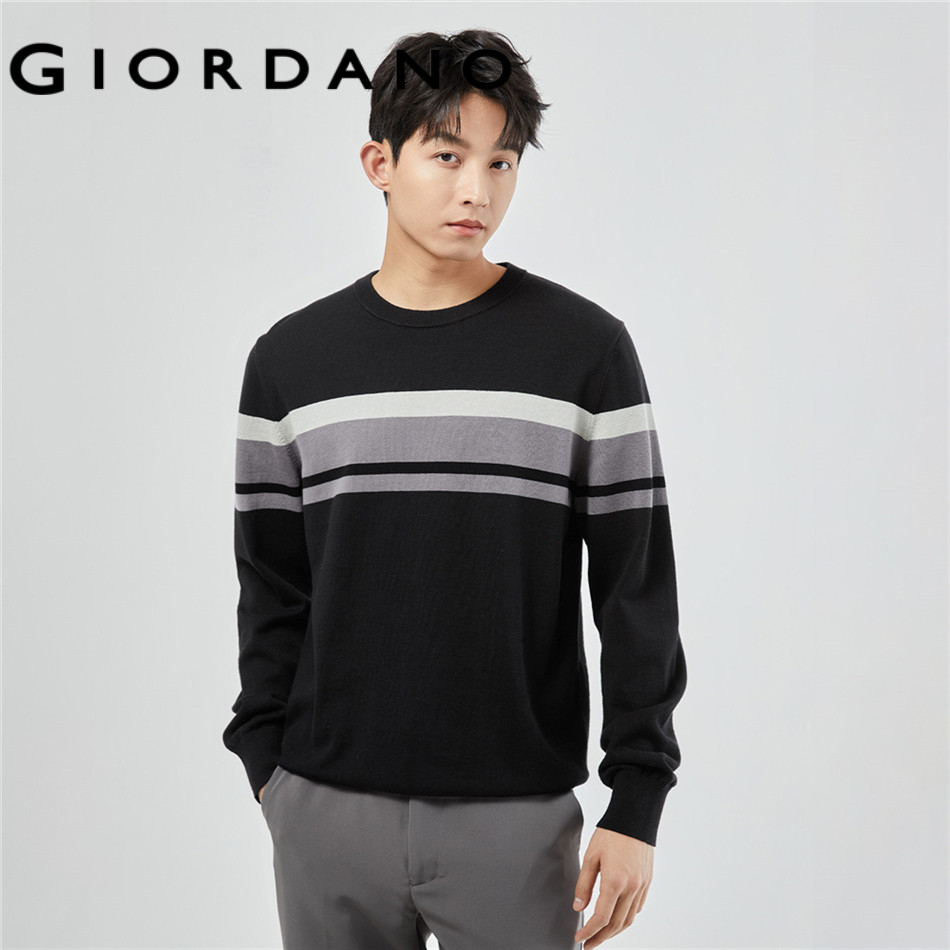 GIORDANO سويتر رجالي قطن ممشط بألوان متباينة — صورة 3
