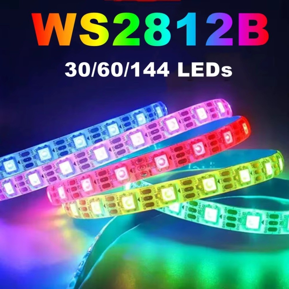 1M DC5V WS2812 WS2812B Dream สี LED Strip สีดําสีขาว PCB 30/60/74/96/144 leds/m RGB แอดเดรสพิกเซล LED Light IP20 IP65 IP67
