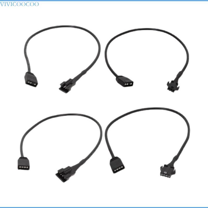 VIVI 2pcs ARGB สาย SM3 4Pin ถึง 3PIN หญิง SM3 4Pin ชายอะแดปเตอร์สําหรับ DEEPCOOL Lian Li PC กรณี ARG