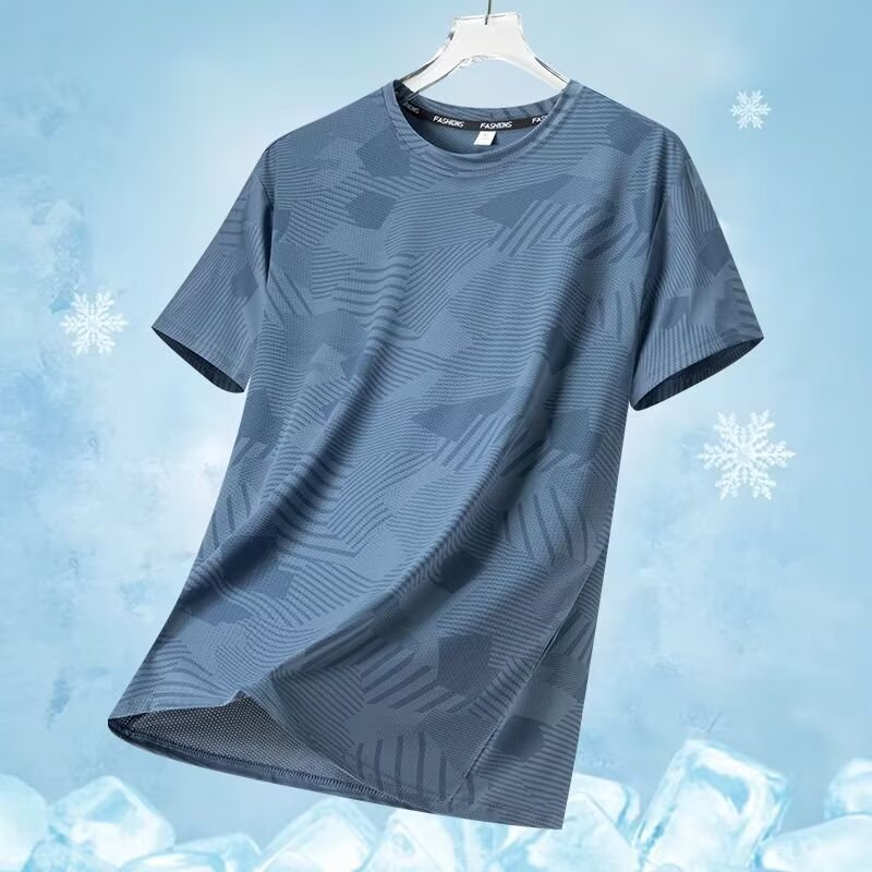 กีฬาขนาดใหญ่แขนสั้นเสื้อยืดผู้ชายรอบคอสบายๆฟิตเนส Breathable Quick-Drying เสื้อผ้ากลางแจ้งวิ่งแขนสั้