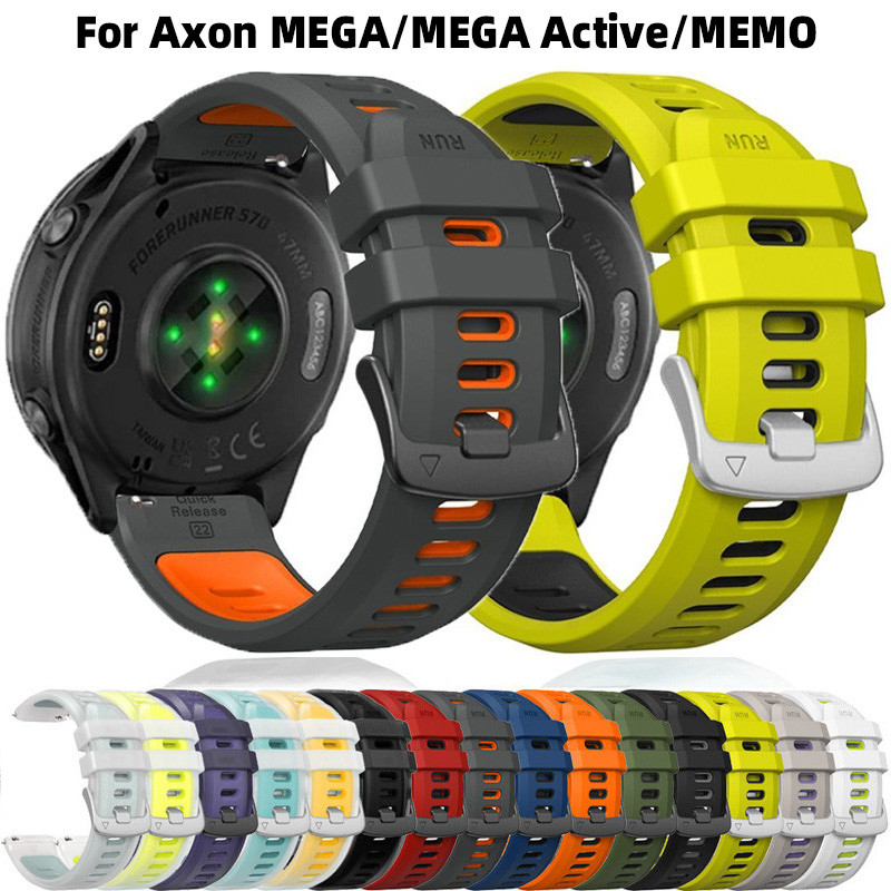 22 มม.สายคล้องคอซิลิโคนสําหรับ Axon MEGA Active MEMO สายนาฬิกาสายรัดข้อมือสร้อยข้อมืออุปกรณ์เสริม