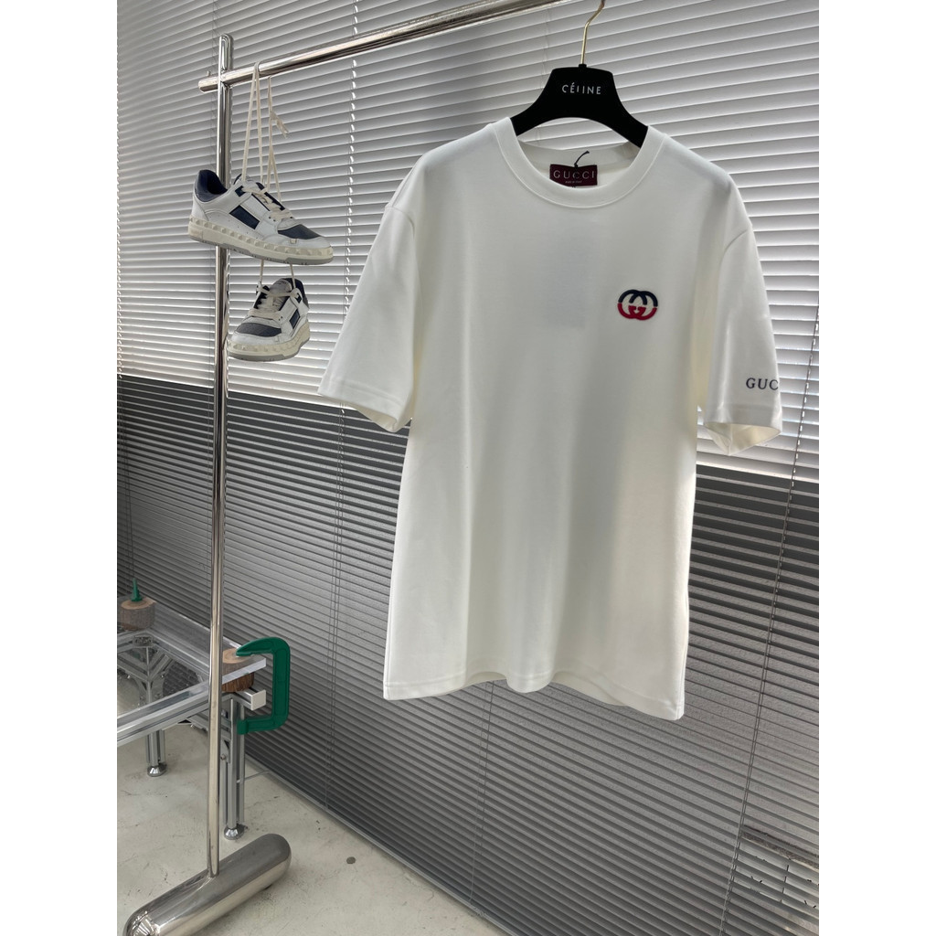GUCCI/GUCCI/6XL คลาสสิกรอบคอแขนสั้นเสื้อยืดผู้ชายผู้หญิงสไตล์ขนาดใหญ่ฤดูใบไม้ผลิแฟชั่นญี่ปุ่นสไตล์ให