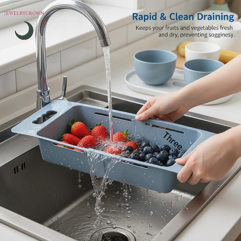 Retractable Kitchen Sink Ra สําหรับผักผลไม้ซักผ้าปรับ Over Sink จาน Drainer ตะกร้า Organizer [VN]