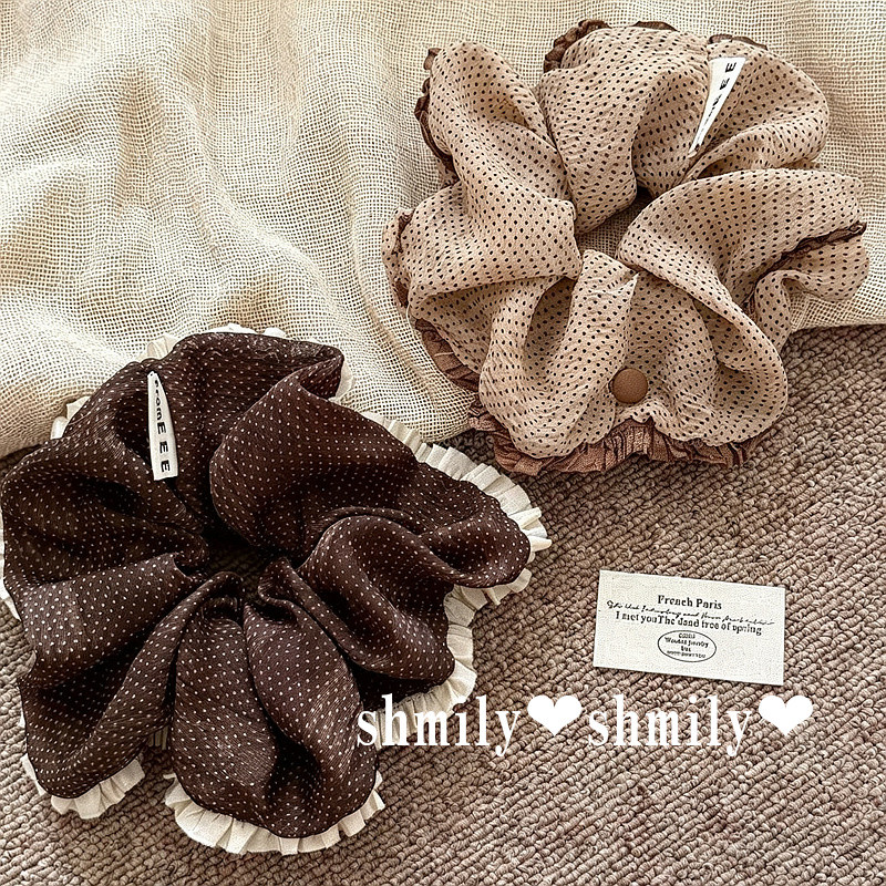 Retro Bow Polka Dot Lace Scrunchy Hair Tie