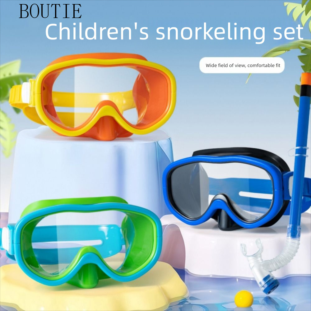 BOUTIE เด็ก Snorkel ชุด, แว่นตา Anti-fog เด็กแว่นตาว่ายน้ํา, Dry Top Snorkel Combo ชุดกันน้ําไม่รั่ว