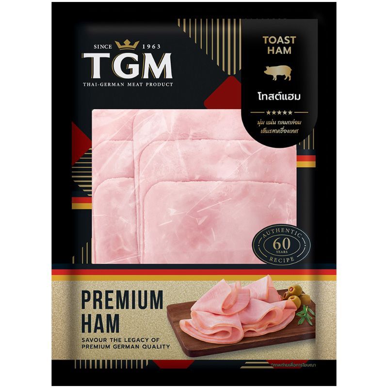 ทีจีเอ็มโทสแฮม 90กรัม TGM Toast Ham 90g. [หมายเลขบาร์โค้ด 8850826500220] สินค้าคุณภาพดีคัดสรรเพื่อคุณ