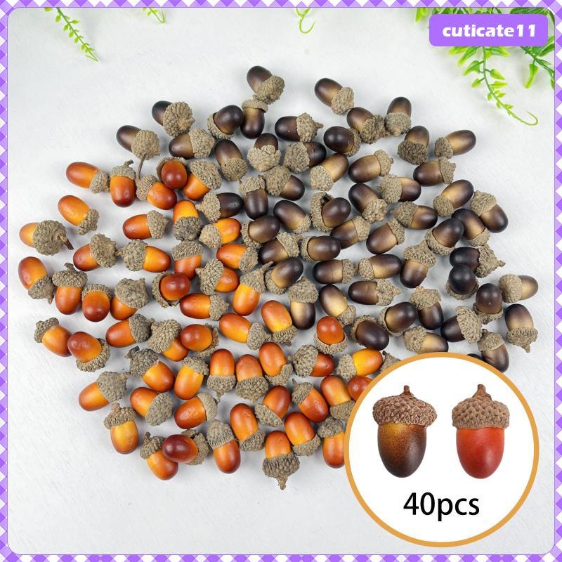[Cuticate1] 40x เทียม Acorns Mini Nutty พร้อม Acorn Cap Crafting เครื่องประดับเหมือนจริงปลอม