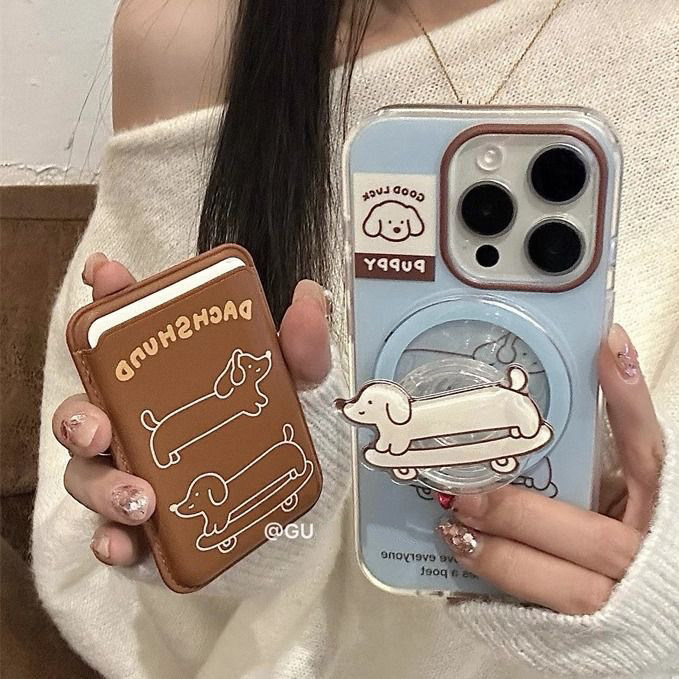 magnetic card holder wallet wallet magsafe Magnetic Card Holder Dachshund Dog Stand สินค้าใหม่เหมาะส