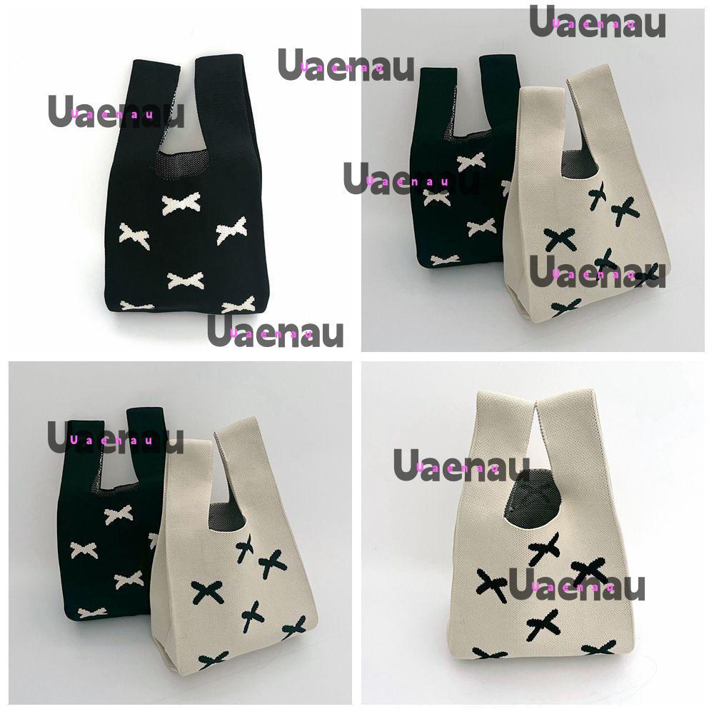 UAENAU Bowknot กระเป๋าถัก, Bowknot เย็บปักถักร้อย Casual Handmade ถักกระเป๋าถือ,ขนาดใหญ่ความจุ Handm