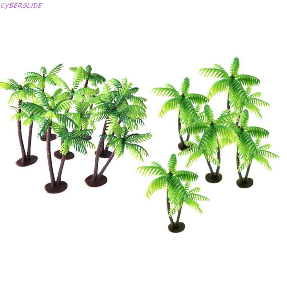 CYBERGLIDE พืชเทียม 10 ชิ้น Craft Plastic Leaf Fake Mini Coconut Palm Tree