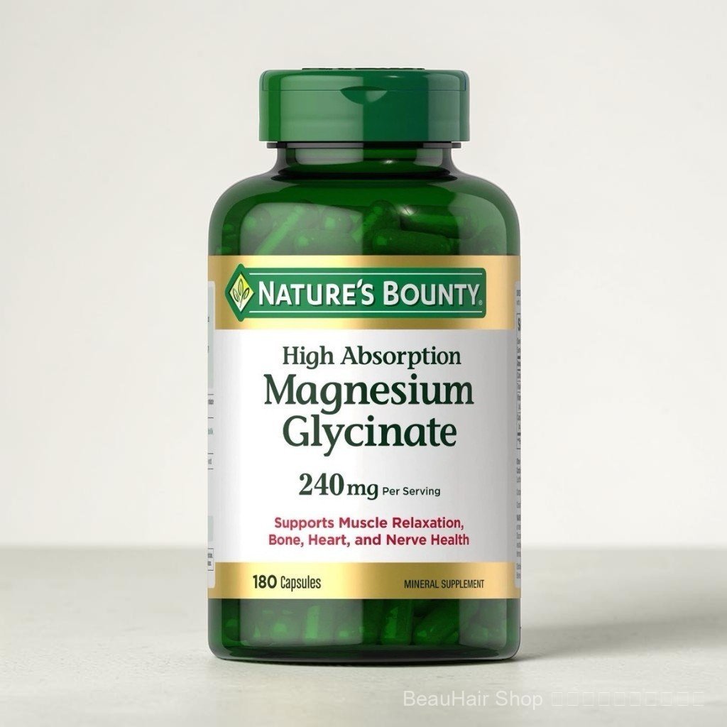 Nature's Bounty Magnesium Glycinate 240mg ขนาด 180 Capsules (ขวดเขียว.)