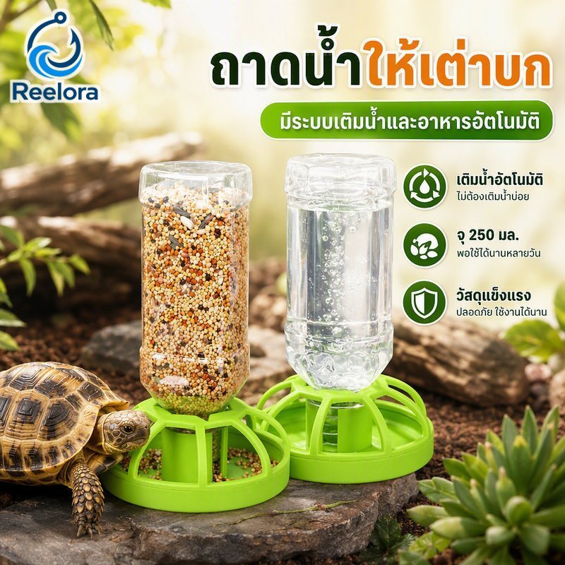 อัตโนมัติเติมเต่าจานน้ําชามน้ําสัตว์เลื้อยคลานฐานมั่นคงทําความสะอาดง่ายทนทาน250มล