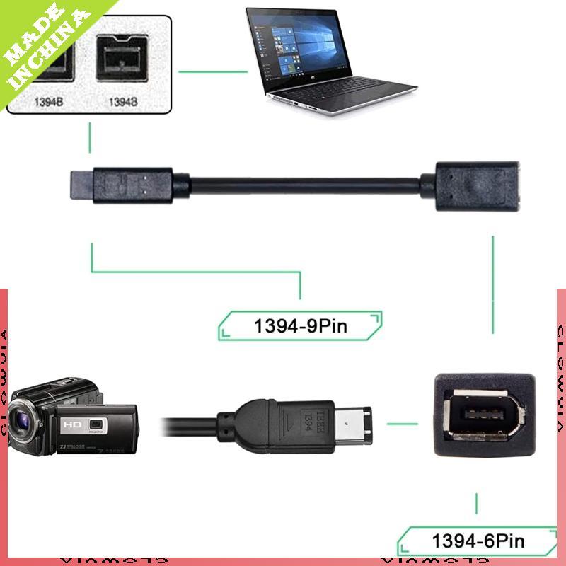 GLO IEEE 1394 6Pin ถึง 1394b 9Pin สาย IEEE 1394 Firewire 6Pin Digtal กล้องConnector
