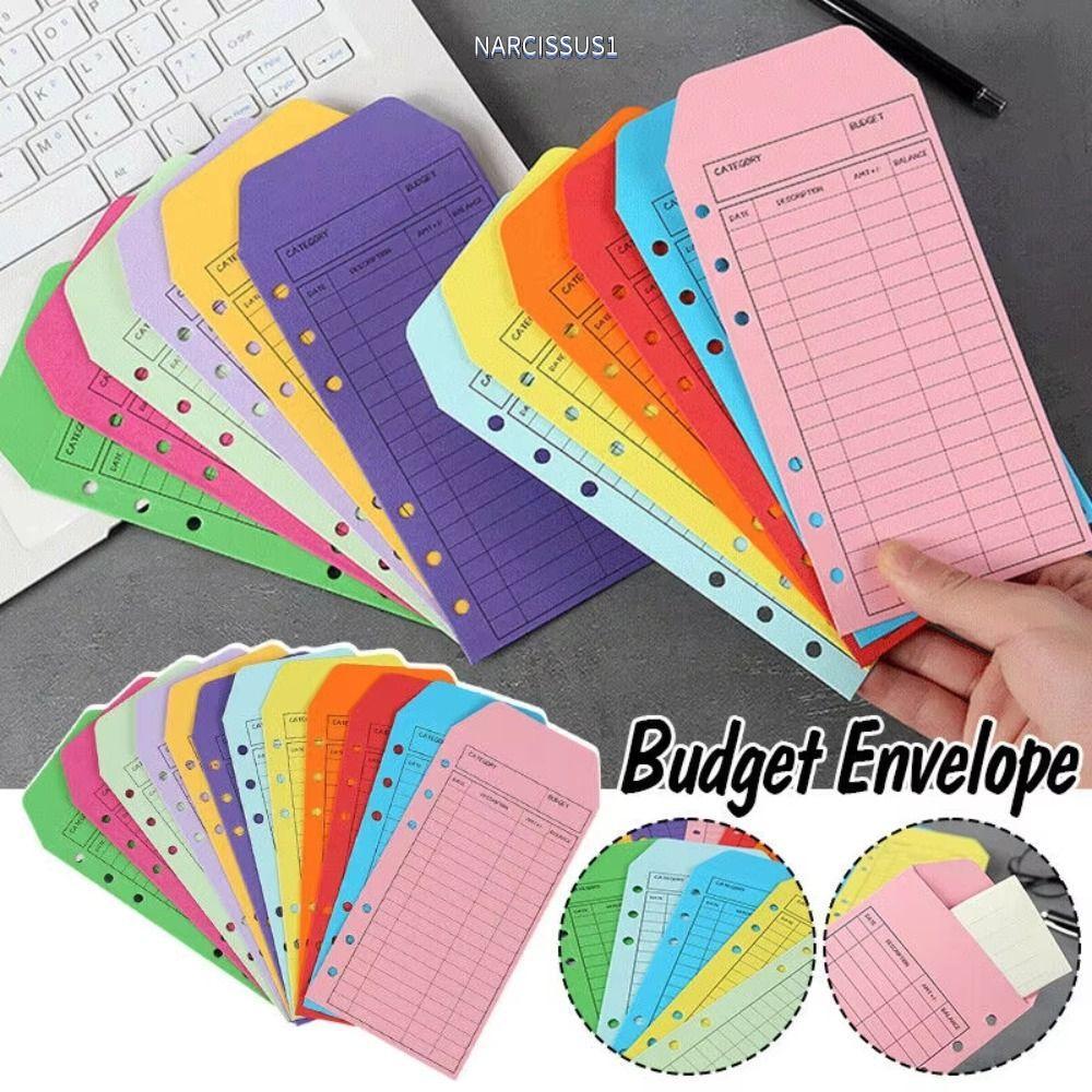 NARCISSUS13A0E 12 ชิ้น/เซ็ตซองเงินสด,Reusable Cardstock Budget Envelope,สีสันหนาแบบพกพาหลวมBudget Pl