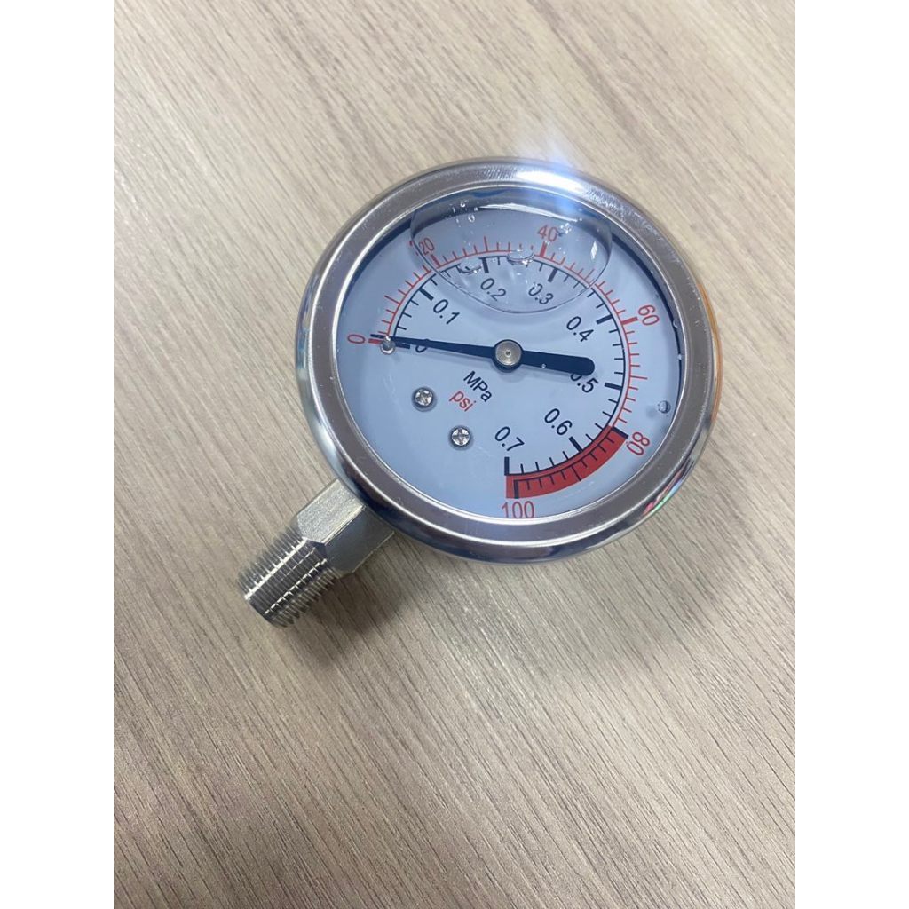 ⚡ เกจวัดแรงดันแบบมีน้ำมัน 0-1 bar วัดแรงดันลม น้ำ น้ำมัน Oil Pressure Gauge
