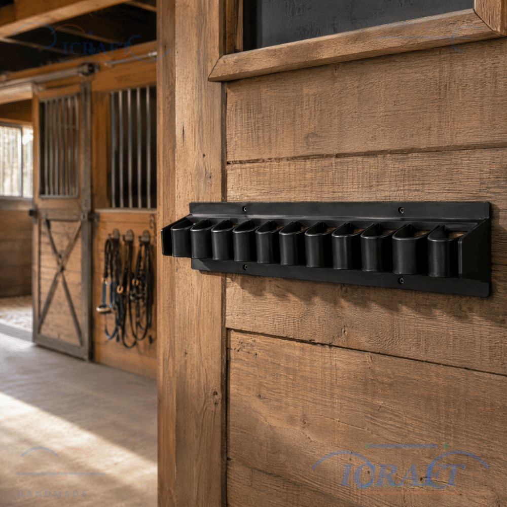 ICRAFT Horse Whip Crop Holder,ติดผนังพลาสติก Horse Whip Crop Rack,ทนทานติดตั้งง่ายสีดําประหยัดพื้นที