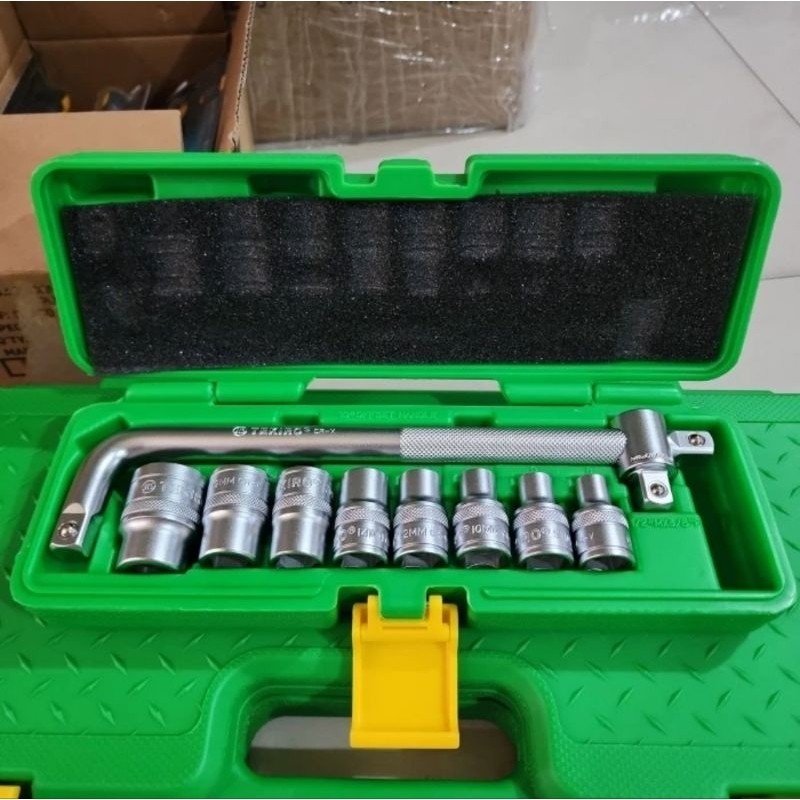 TEKIPO SHOCK WRENCH SET TEKIPO SOCKET WRENCH SET TEKIPO SOCKET WRENCH SET TEKIPO 10 ชิ้นกล่องพลาสติก
