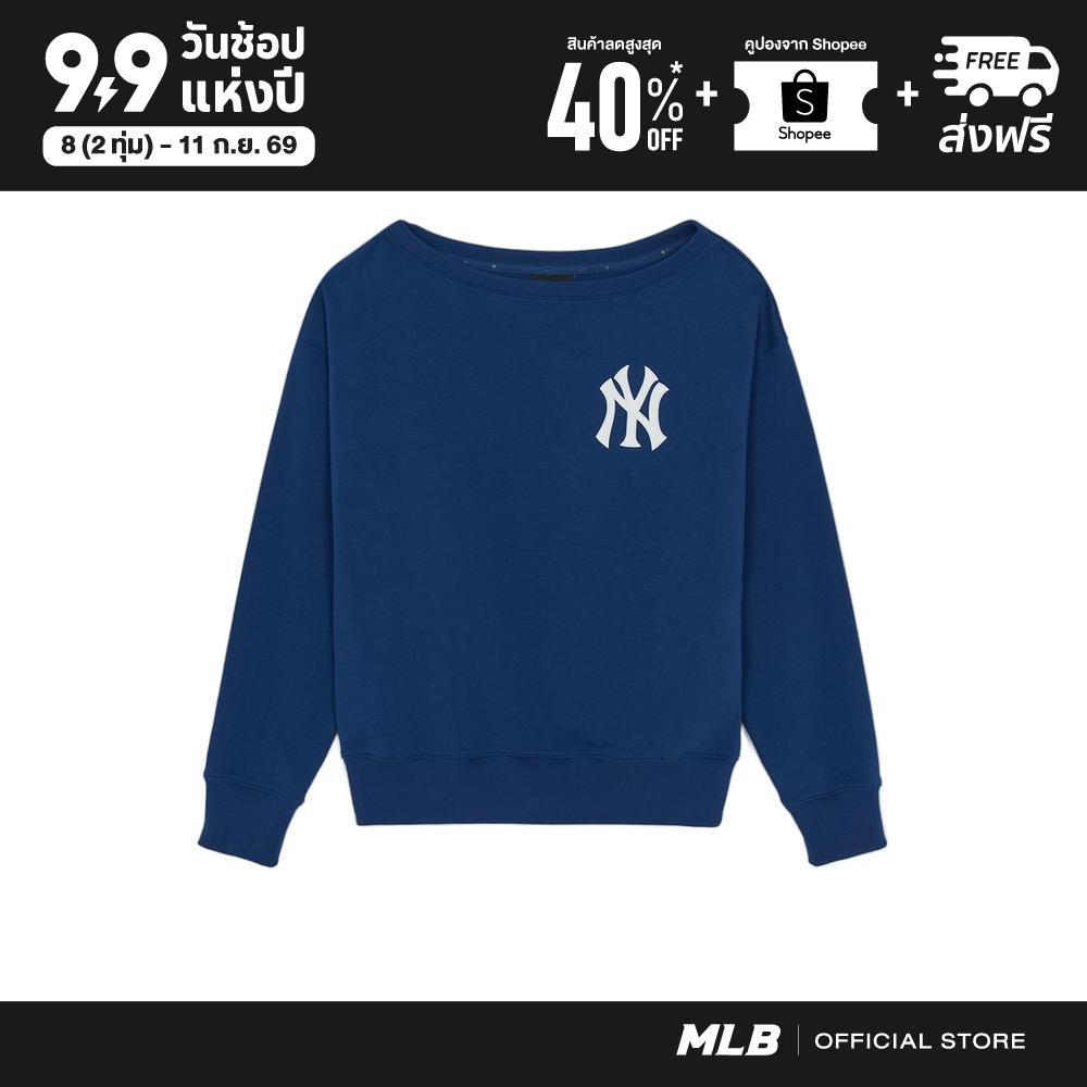 MLB เสื้อสเวตเชิ้ต ผู้หญิง Legendary Off-Shoulder Sweatshirts รุ่น 3FMTV1861 50NYM สีน้ำเงิน