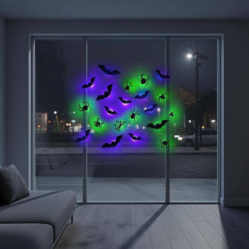 [GZ] ฮาโลวีน 3D Bat Night Light 9/12 Pa น้ําหนักเบา Stereoscopic เรืองแสงค้างคาวสําหรับ Holiday Part