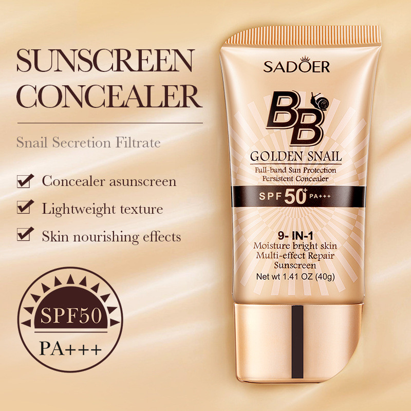 พร้อมสต็อก Golden Snail BB Cream SADOER คอนซีลเลอร์ Liquid Foundation ครีมกันแดดบีบีครีมหญิง NC5K