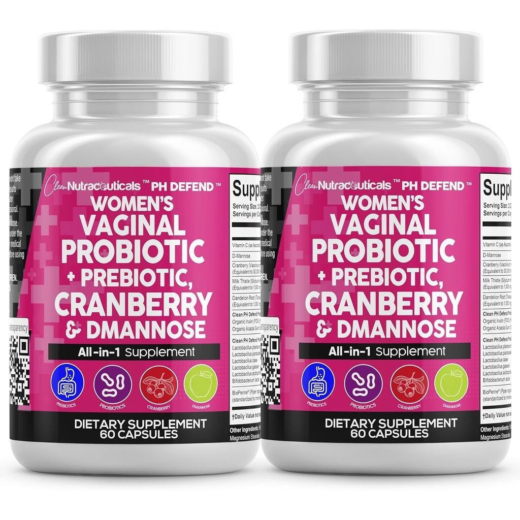 CleanNutraceuticalsl Female Probiotics+Prebiotics20Cranberry Capsules บรรจุ D-Mannose500mg ส่งเสริมส