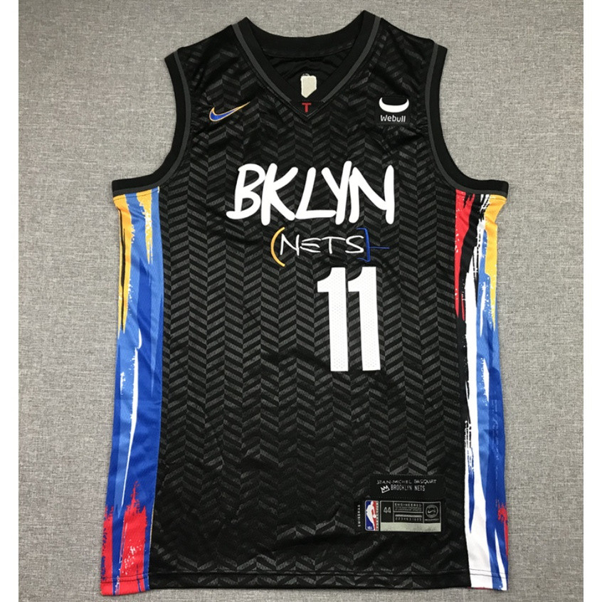 IDAWN7 ผู้ชายs Brooklyn Nets 11 Kyrie Irving เย็บปักถักร้อยเสื้อบาสเก็ตบอล Graffiti สีดํา