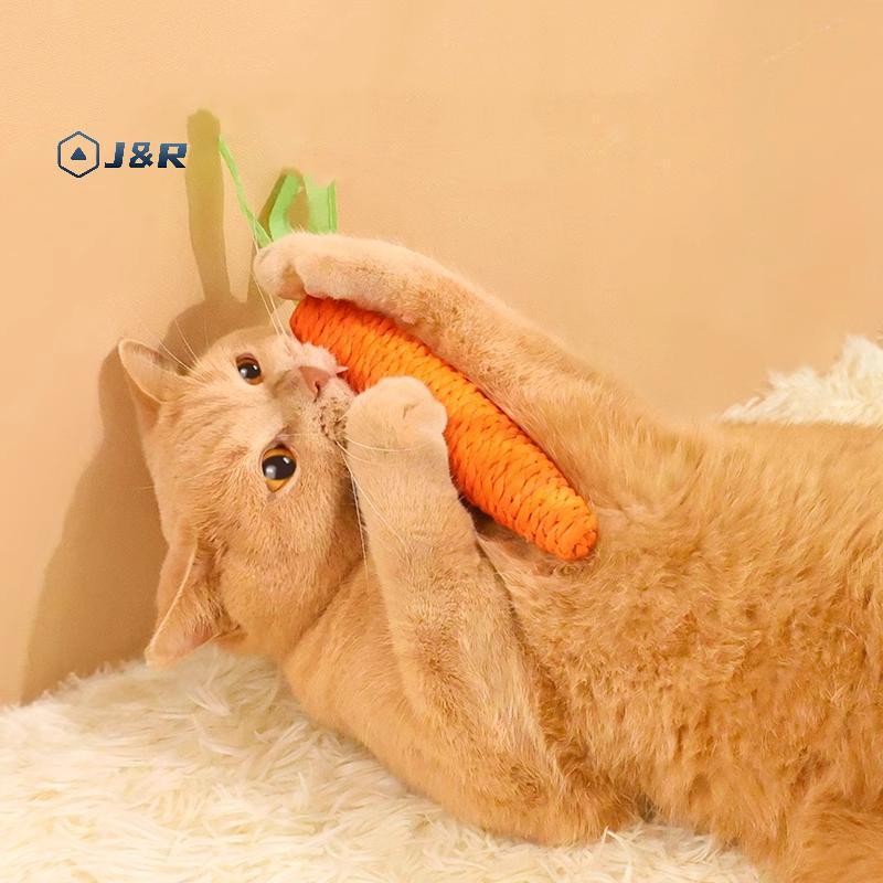 J&R>แครอทแมวTeething Stick 2 ใน 1 ของเล่นเสียงAnti Bite Scratch Board Interactive Cuddle Playสนุกสํา