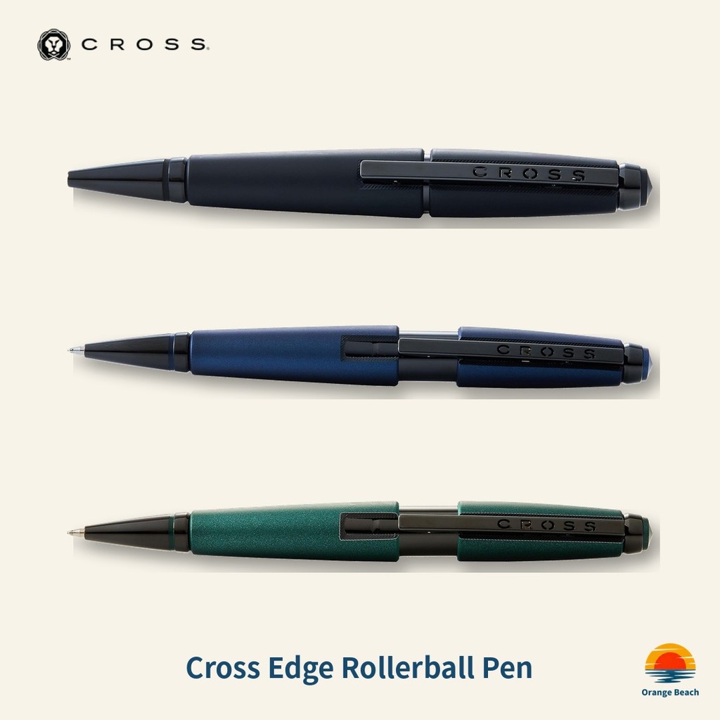 Cross Edge ปากกาโรลเลอร์บอล ตัวเรือนแล็กเกอร์ด้าน แบบไม่มีฝา หมึกเจล กล่องของขวัญ
