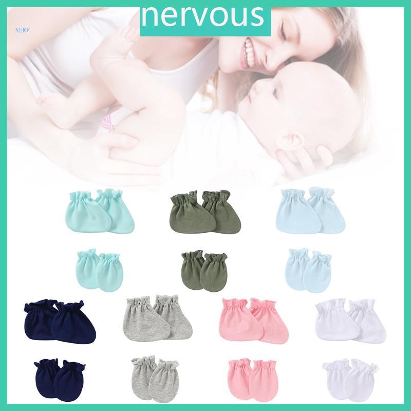 NERV 2 คู่สําหรับป้องกันผ้าฝ้ายนุ่มมือข้อเท้าถุงเท้า Scratch Mittens ถุงเท้าชุด Anti Scratching ถุงม