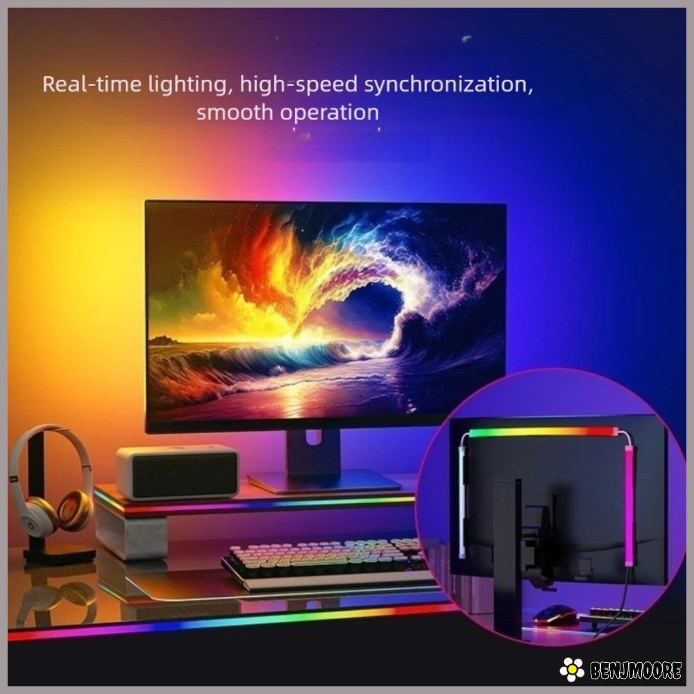BENJMOORE Gaming LED Strip,บรรยากาศตกแต่งหน้าจอคอมพิวเตอร์ USB LED Strip, 24 27 32 นิ้วจอคอมพิวเตอร์