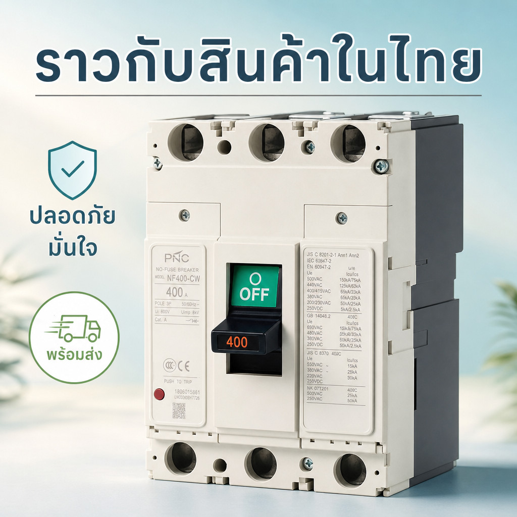 สั่งเลย! MODEL:NF400CW 3P  เบรคเกอร์ 3โพ NO -FUSE BREAKER 300A และ 400A ui600V uimp 8KV cat.A