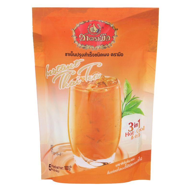 ชาตรามือชาเย็นปรุงสำเร็จชนิดผง 20กรัม แพค 5ซอง Cha Tra Mue Thai Inatant Thai Tea 20g. Pack 5sachets