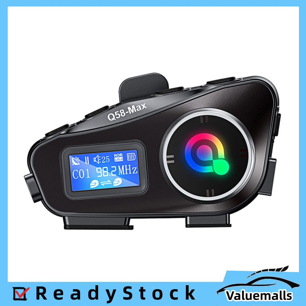 valuemalls-th Q58 Max Wireless Motorcycle Intercomชุดหูฟังตัดเสียงรบกวนสำหรับผู้ขับขี่ 2 คนพูดคุยในเ