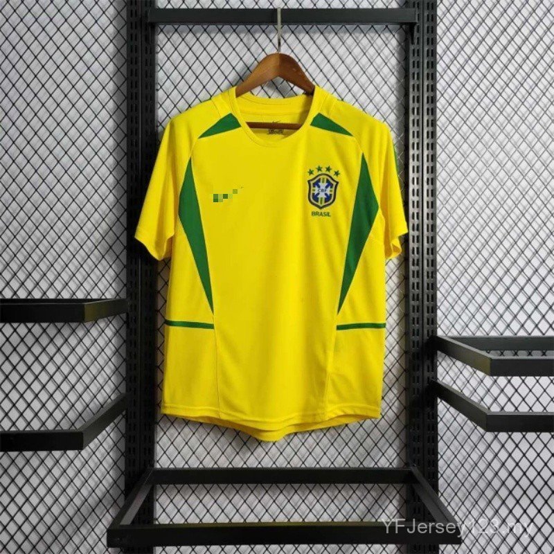 Retro Football Jerseys 2002 Brazil Home Soccer Jersey Men เสื้อฟุตบอลแขนสั้น S-2XL