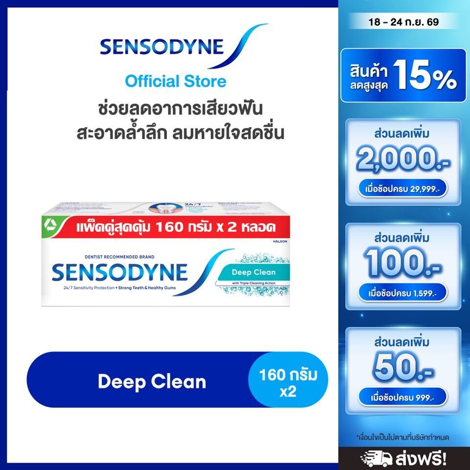 [เลือกสูตรได้] SENSODYNE TOOTHPASTE เซ็นโซดายน์ ยาสีฟัน  ลดการเสียวฟัน 24/7 160 กรัม แพ็ค 2