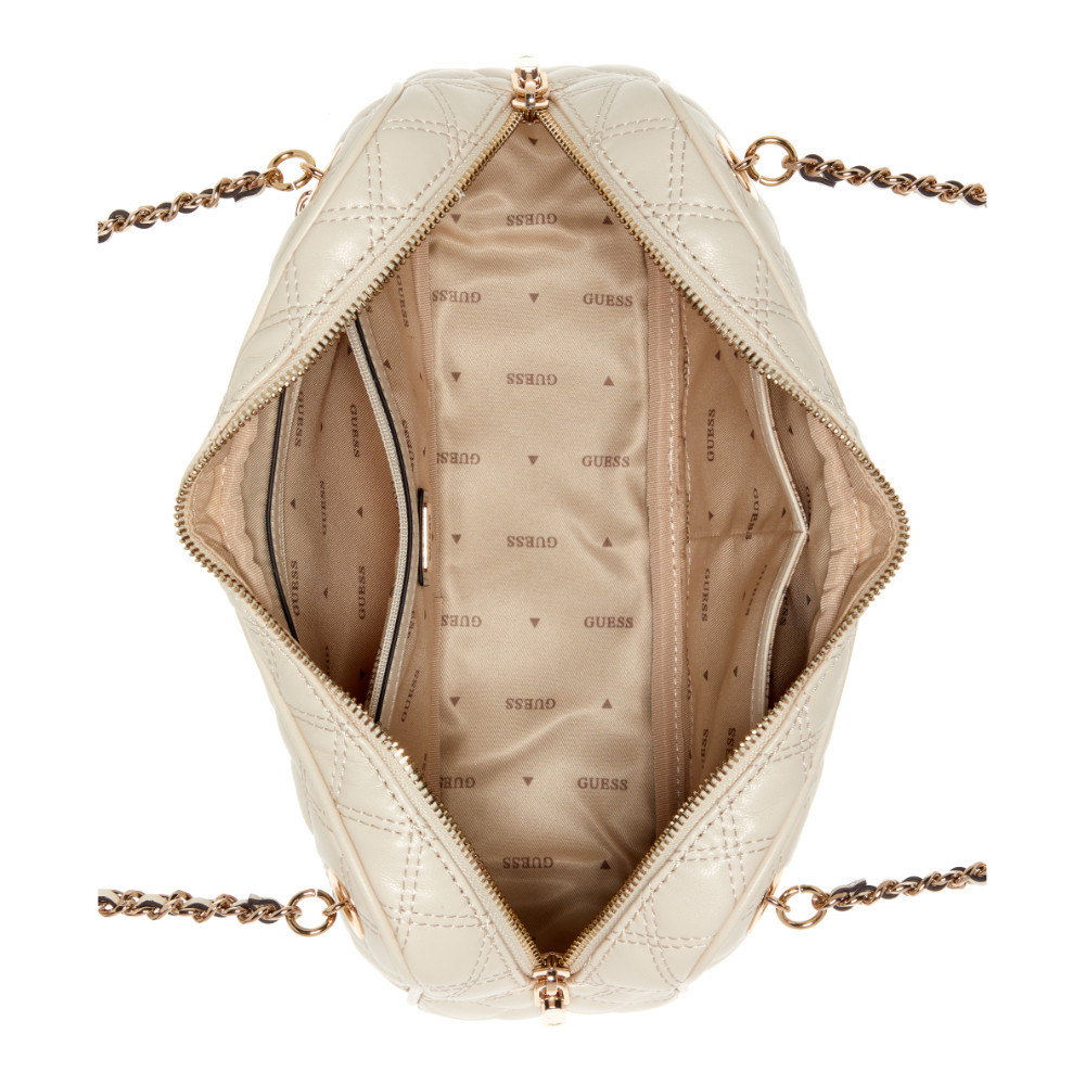 GUESS حقيبة كتف GIULLY II ‏Satchel — بيج — صورة 4