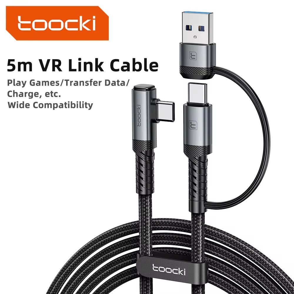 Toocki Toocki VR Streamline typec Elbow Link Data Cable Quest3 สายเชื่อมต่อสองในหนึ่งเดียว