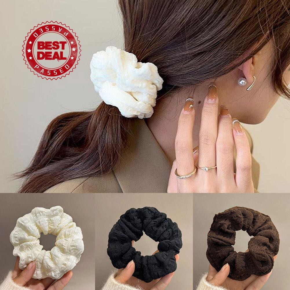พัฟขนาดใหญ่ลําไส้ Hairband หญิง Simple Retro ริ้วรอยเชือกหัวดอกไม้ U8
