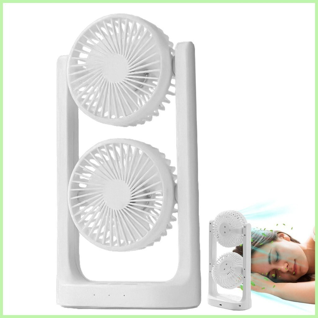 พัดลมพกพา USB Table พัดลมระบายความร้อนส่วนบุคคล DoubleHead HighSpeed Cooling อุปกรณ์เสริมสําหรับหอพั