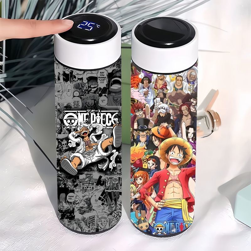 [คลังสินค้าพร้อม] One Piece Animation Peripheral Smart Thermos Cup ความจุขนาดใหญ่อุณหภูมิสแตนเลสแสดงอุณหภูมิสูงถ้วยน้ํานักเรียน Office S