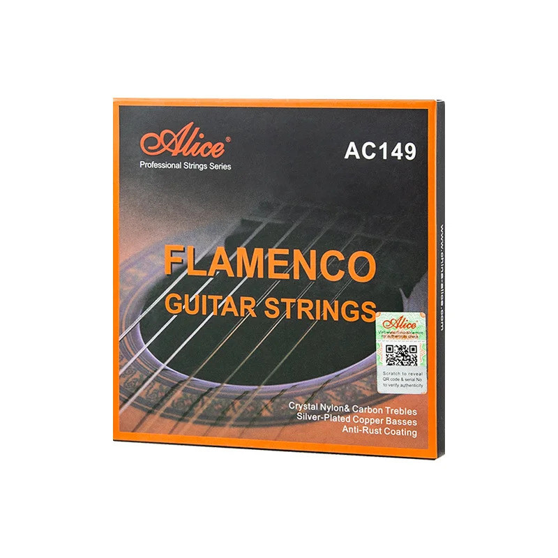 AC149 Flamenco สายกีต้าร์คริสตัลไนลอนและคาร์บอน, การคดเคี้ยวทองแดงชุบเศษไม้, การเคลือบไม่เป็นสนิม