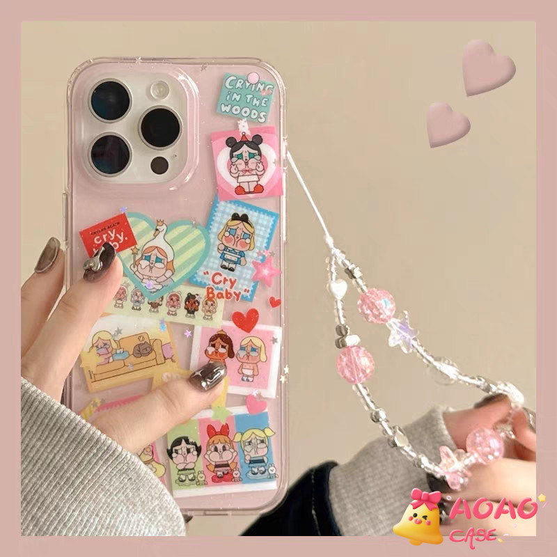 เคสไอโฟน13 สำหรับ IPhone16 15 13 11 14 12 Pro Max 16 7 6 8 15 14 Plus XR X XS Max แฟชั่นปกสร้อยข้อมือร้องไห้ทารกน่ารัก