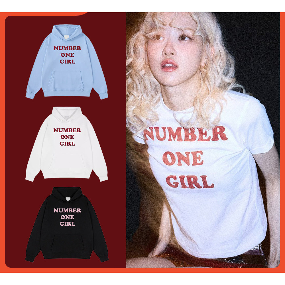 🔥ผ้าฝ้าย Hoodie👕 เสื้อฮู้ด Kpop BLACKPINK ROSE ROSIE Merch Hoodie ผู้ชายและผู้หญิง  ขนาด "NUMBER ONE