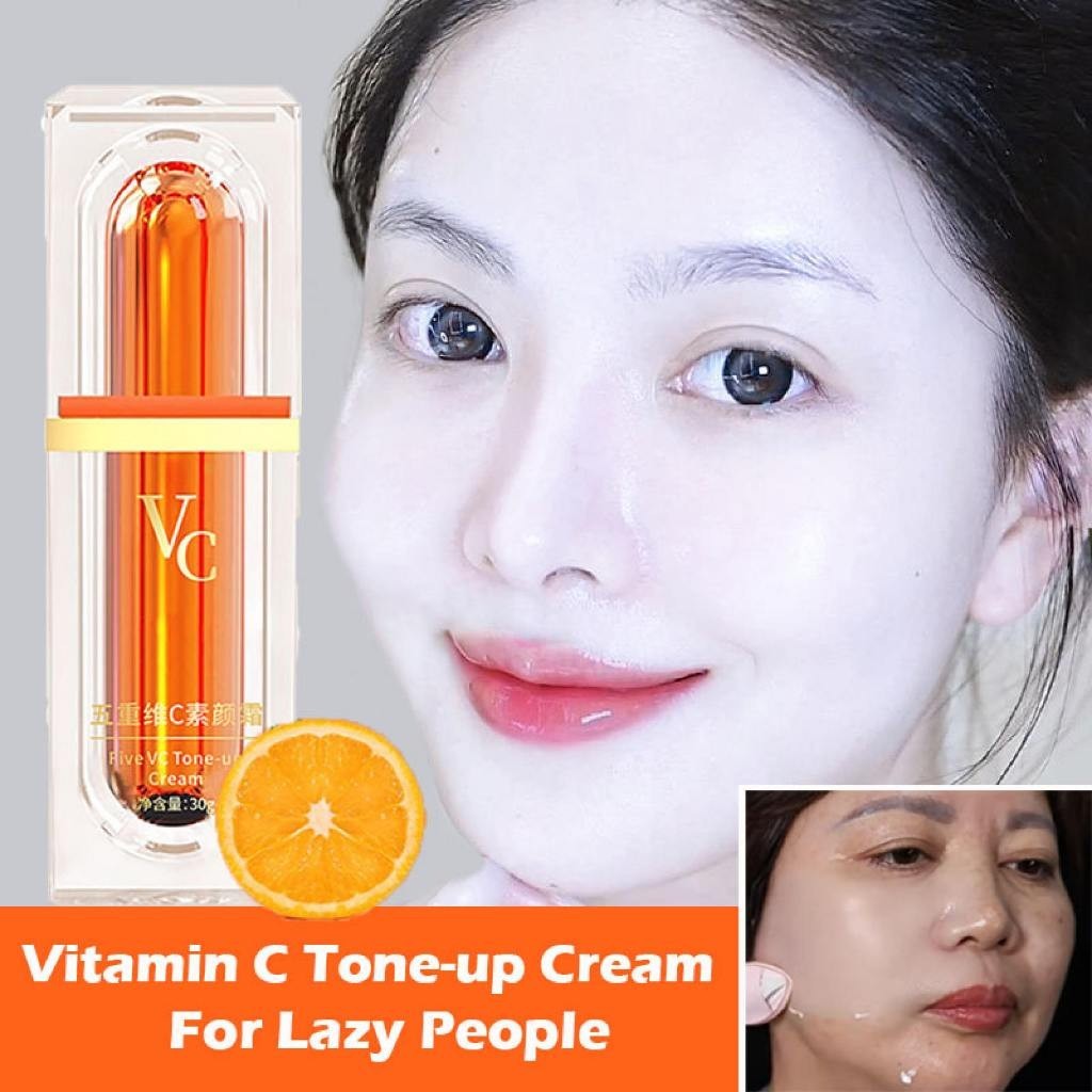 พร้อมสต็อก VC Natural Core Cream Five Vitamin C Tone-Up Cream VC Makeup Cream Lazy Cream Plain Face 