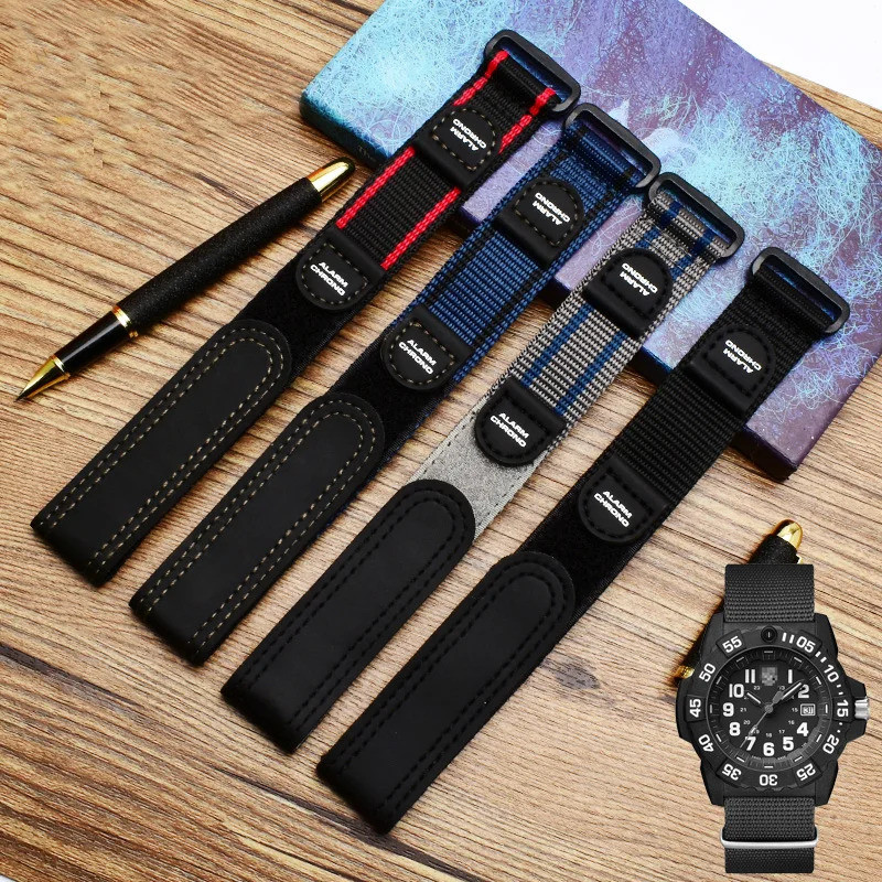 Band Kllingtonband ไนลอนสําหรับ Luminox Seagull Seiko Here Zwart Horloge Armband 20 มม.22 มม.Horloge
